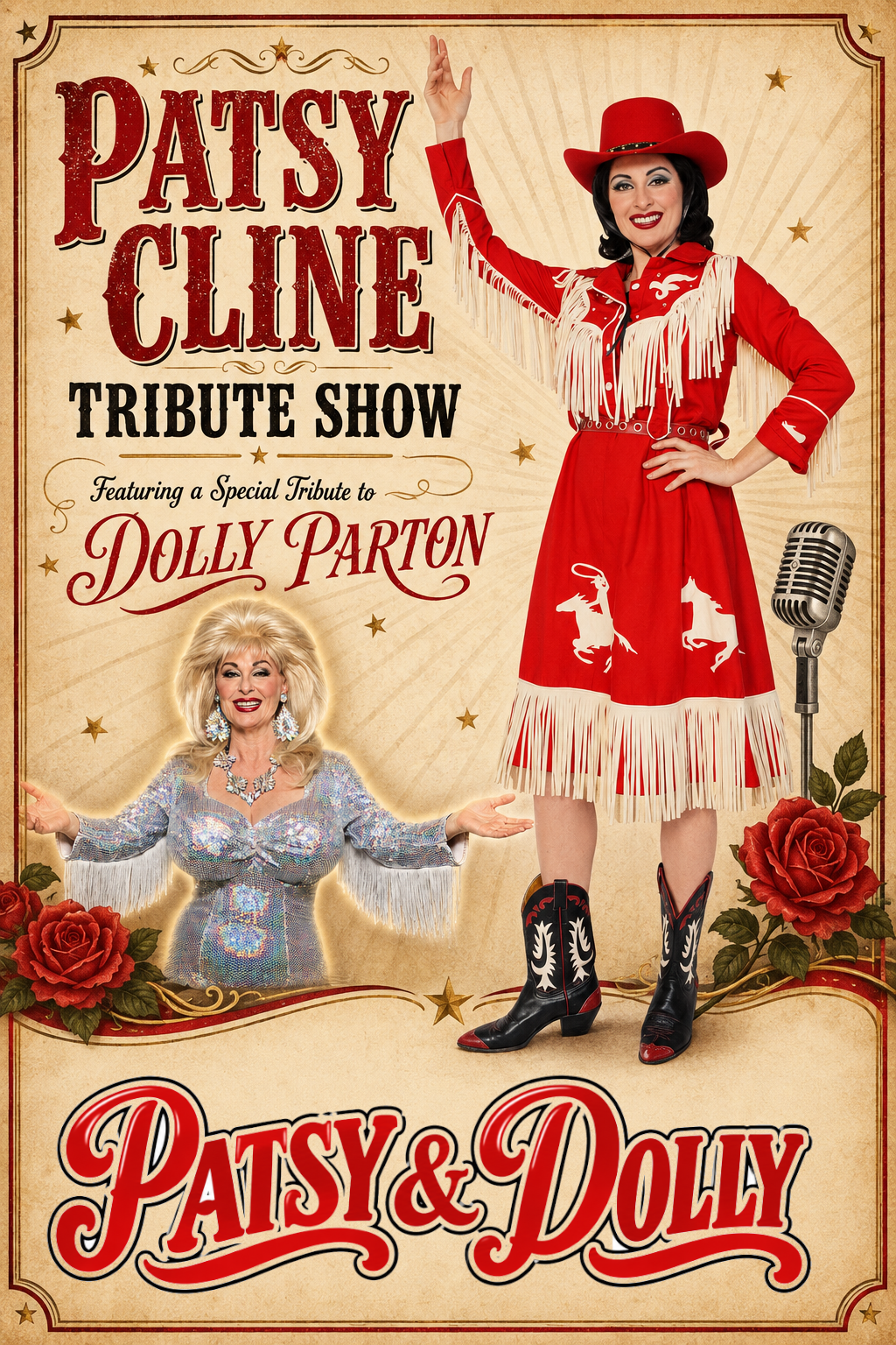 Patsy Cline and Dolly Parton Promotional Banner
